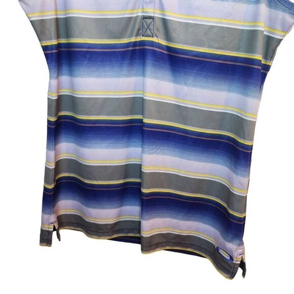 Oakley Womens Striped Tank Top Collared Active Sleeveless Shirt Blue Small - Picture 3 of 7